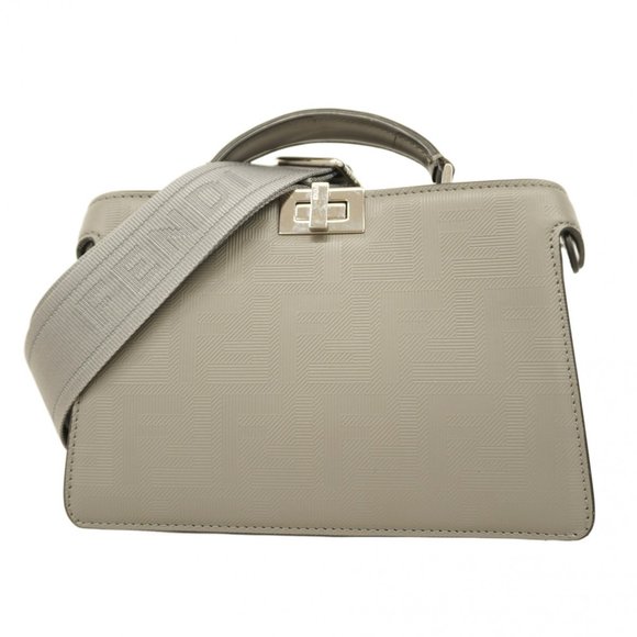 FENDI Gray Leather Peekaboo Bag - Picture 1 of 12